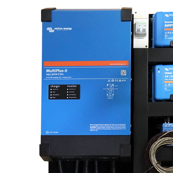 24V Ikara Series Pre-wired Victron Board - Portrait - 3000VA + Mains 70A + Solar 50A + DC-DC 30A + Cerbo GX