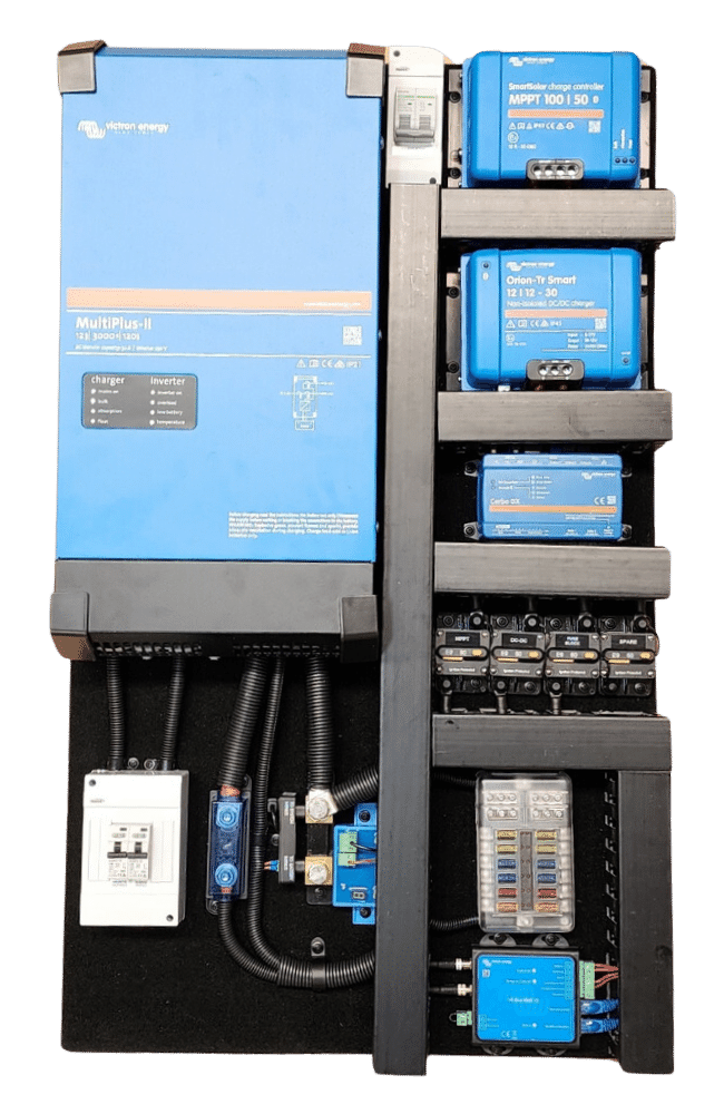 Pre-wired Victron Battery Smart Lithium Board Portrait - 3000VA + Mains 120A + Solar 50A + DC-DC 30A + Cerbo GX