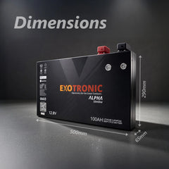 Exotronic 12V 100Ah Alpha Slimline Smart Bluetooth Lithium Battery