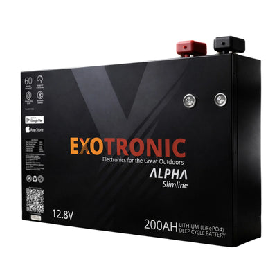 Exotronic 12V 200Ah Alpha Slimline Smart Bluetooth Lithium Battery
