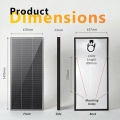 Exotronic 220W Fusion Fixed Solar Panel | 48V Version