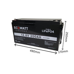 EcoStore 200Ah 12.8V LiFePO4 Battery - (EVE Cells) & (Bluetooth BMS - JBD)