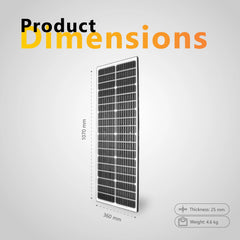 Exotronic 70W (Narrow) Fixed Solar Panel 1070x360x25mm