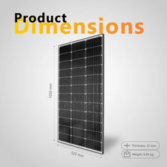 Exotronic 110W Fixed Solar Panel 1050x525x25mm