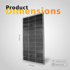 Exotronic 180W Fixed Solar Panel 1320x670x25mm