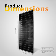 Exotronic 225W Fixed Solar Panel - Shade Resistant 1570x700x25mm