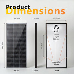Exotronic 220W Fusion Fixed Solar Panel | Shade Resistant