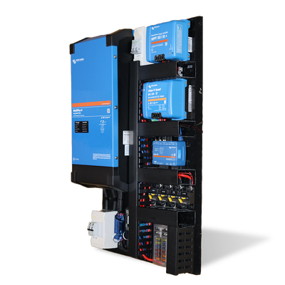 24V Ikara Series Pre-wired Victron Board - Portrait - 3000VA + Mains 70A + Solar 50A + DC-DC 30A + Cerbo GX