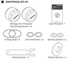 TPMS (Bluetooth) Tyre Pressure Monitoring System - Pack of 2