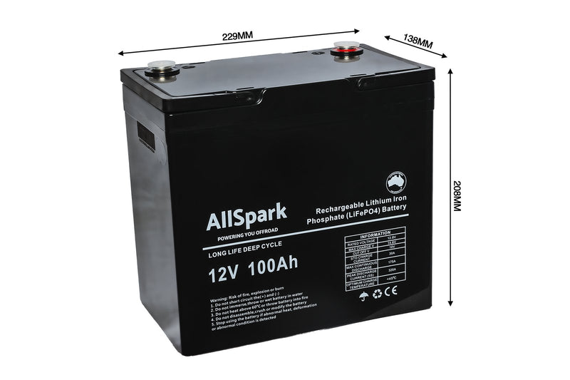 ALLSPARK 12V 100AH HIGH PERFORMANCE LIFEPO4 LITHIUM BATTERY - Simply Solved Caravans PTY LTD