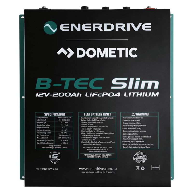 B - TEC 200AMP / 12V LIFEPO4 SLIM METAL CASE BATTERY - Simply Solved Caravans PTY LTD