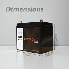 Exotronic 12V 50Ah Alpha IP67 Smart Bluetooth Lithium Battery