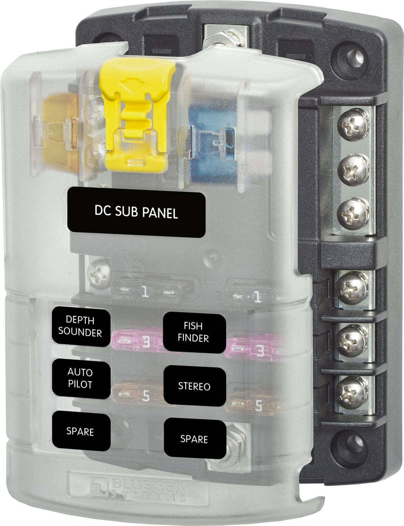 Blue Sea Blade Fuse Block/Holder – 6 Circuits with Negative Bus and Cover - Simply Solved Caravans PTY LTD