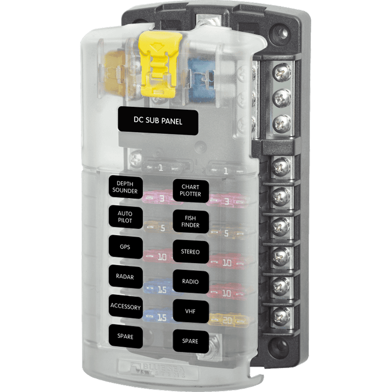 Blue Sea ST Blade Fuse Block/Holder – 12 Circuits w/ Negative Bus & Cover - Simply Solved Caravans PTY LTD