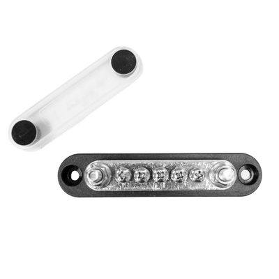 Exotronic 150A Black 2x M6 Stud Busbar with 5 Screws & Cover - Simply Solved Caravans PTY LTD