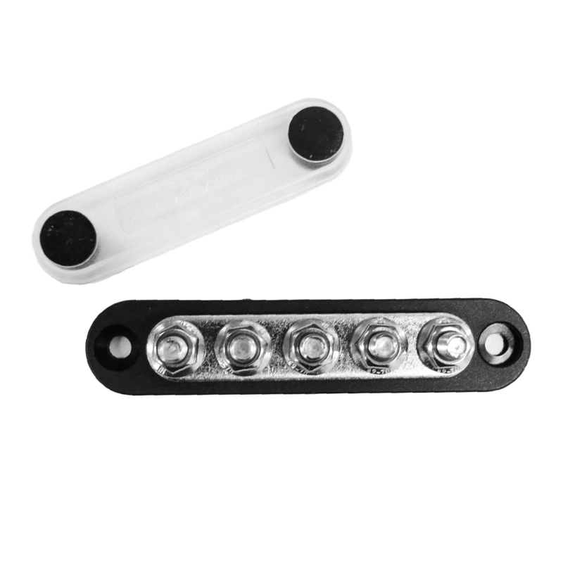 Exotronic 150A Black 5x M6 Stud Busbar with Cover - Simply Solved Caravans PTY LTD